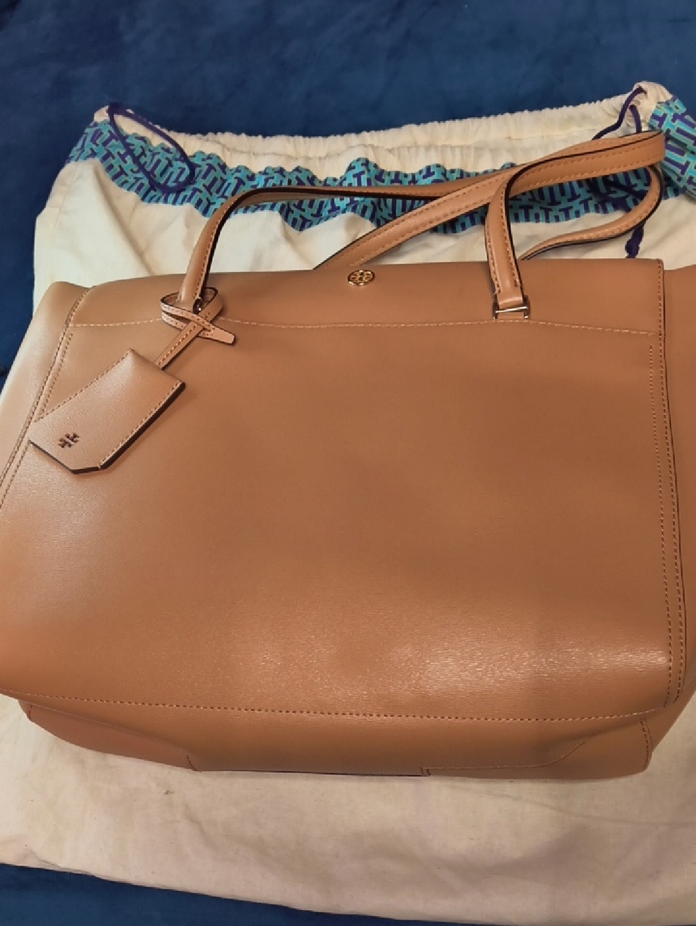 Tory Burch Tan Leather Tote with Top Handles
